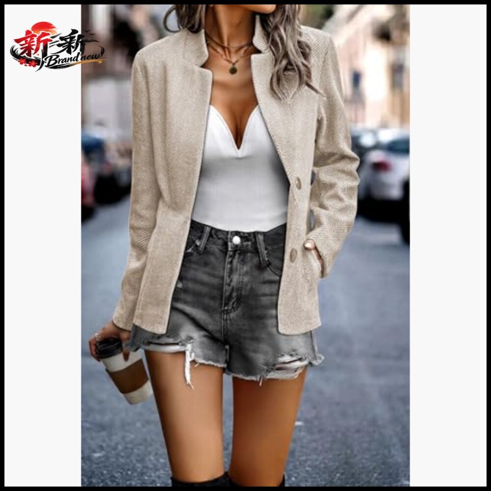 Cationic Polyester Blazer Open Front Stand Collar… - image 2